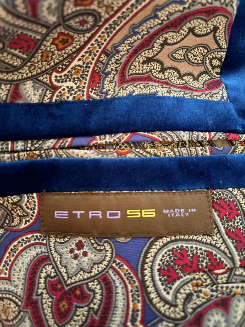 Etro Milano Peacock Blue Velvet Blazer Jacket Italian 56 US 46 XL